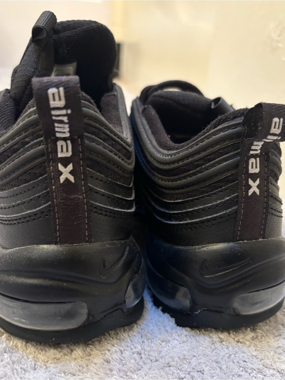 Nike Air Max 97 Sneakers - Black with White Swoosh - Picture 3 of 3